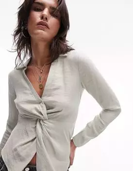 Темно-синий топ Topshop Twist спереди