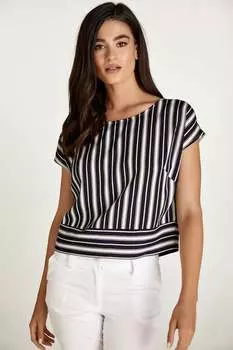 Темно-Синий топ в полоску с вырезом-лодочкой Conquista, синий