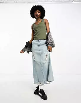 Темно-синий топ-жилет цвета хаки с кружевной отделкой Superdry Vintage