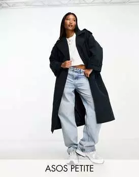 Темно-синий тренч ASOS DESIGN Petite