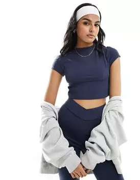 Темно-синий укороченный топ с короткими рукавами Miss Selfridge — часть комплекта