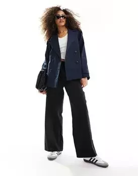Темно-синий укороченный тренч ASOS