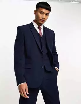 Темно-синий узкий пиджак ASOS