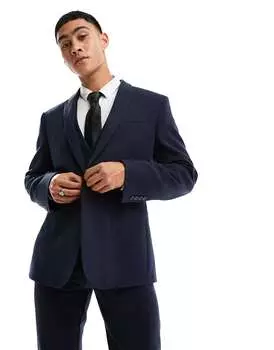 Темно-синий узкий пиджак из смесовой шерсти ASOS Wedding