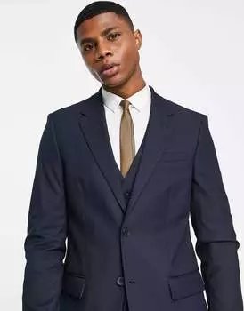 Темно-синий узкий пиджак River Island