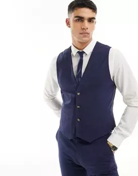 Темно-синий узкий жилет с микротекстурой ASOS DESIGN Wedding