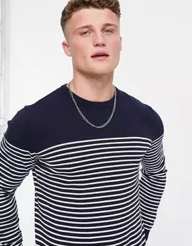 Темно-синий вязаный джемпер в полоску ASOS DESIGN