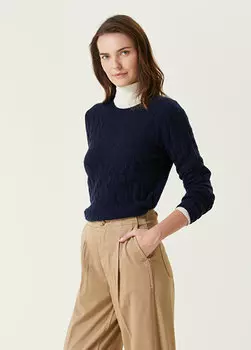 Темно-синий вязаный кашемировый свитер Polo Ralph Lauren