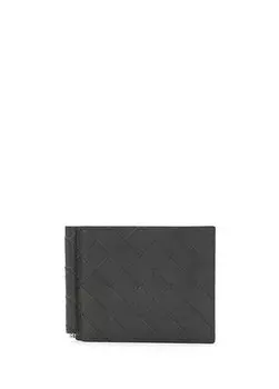Темно-синий вязаный мужской кожаный кошелек с текстурой Bottega Veneta