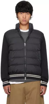 Темно-синий вставной кардиган на пуху Moncler