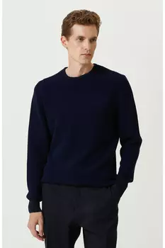 Темно-синий жаккардовый трикотажный свитер Network, темно-синий