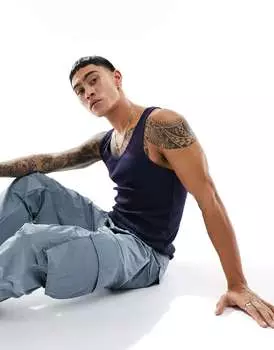 Темно-синий жилет в рубчик ASOS