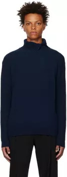 Темно-синяя асимметричная водолазка Wooyoungmi