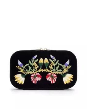 Темно-синяя бархатная дорожная шкатулка для драгоценностей Zoe на молнии Wolf, темно-синий