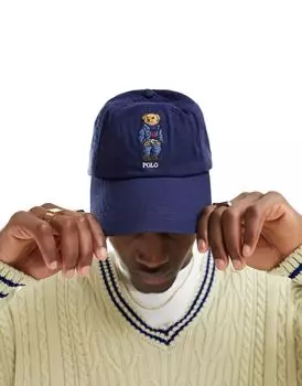Темно-синяя бейсболка чинос с логотипом медведя Polo Ralph Lauren