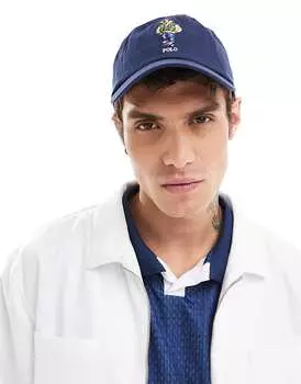 Темно-синяя бейсболка Polo Ralph Lauren с вышитым логотипом медведя колледжа