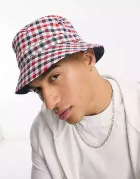 Темно-синяя двусторонняя шляпа-ведро в мелкую клетку Ben Sherman