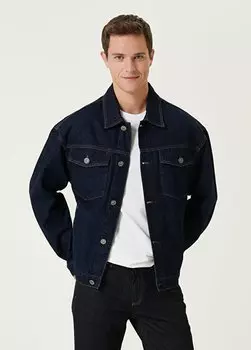 Темно-синяя джинсовая куртка с вышивкой scribble goose Beymen