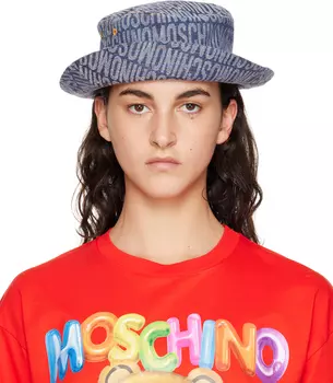 Темно-синяя джинсовая панама с логотипом Moschino