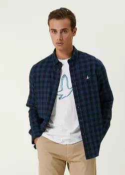 Темно-синяя фланелевая рубашка в шотландскую клетку comfort fit Beymen