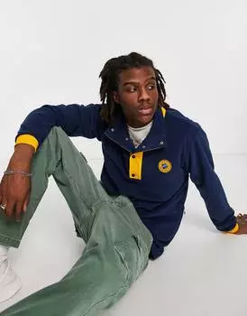 Темно-синяя флисовая куртка с кнопками adidas Originals 'Wander Hour'