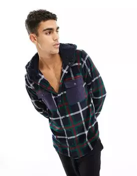 Темно-синяя флисовая рубашка с капюшоном в клетку Chelsea Peers