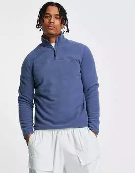 Темно-синяя флисовая толстовка с молнией на половину длины ASOS DESIGN