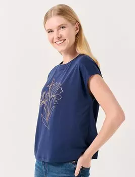 Темно-синяя футболка без рукавов с цветочным узором с круглым вырезом Jimmy Key