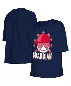 Темно-синяя футболка Big Girls Cleveland Guardians Team с короткими рукавами New Era, синий