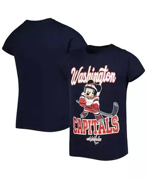 Темно-синяя футболка Big Girls Washington Capitals с Микки Маусом Go Team Go Outerstuff, синий