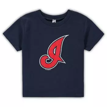 Темно-синяя футболка из коллекции Toddler Soft as a Grape Cleveland Indians Cooperstown Collection Unbranded