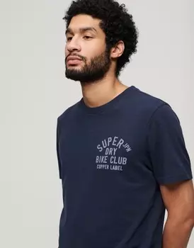 Темно-синяя футболка из вереска Superdry Copper с лейблом и графическим принтом на груди