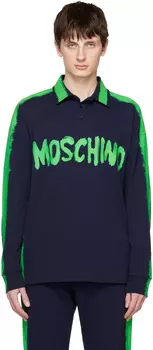 Темно-синяя футболка-поло Moschino