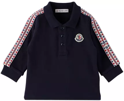 Темно-синяя футболка-поло с длинными рукавами Baby Maglia Moncler Enfant