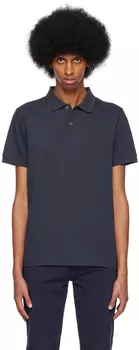 Темно-синяя футболка-поло с двумя пуговицами Sunspel