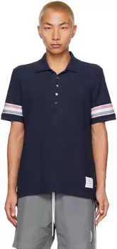 Темно-синяя футболка-поло с полосками RWB Thom Browne