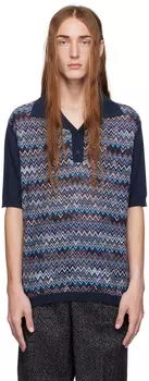 Темно-синяя футболка-поло с шевроном Missoni