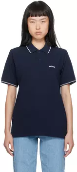 Темно-синяя футболка-поло в полоску AMI Alexandre Mattiussi