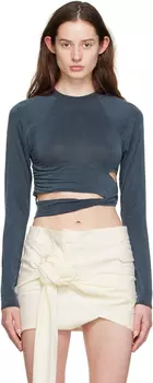 Темно-синяя футболка с длинным рукавом 'Le T-Shirt Espelho' Jacquemus