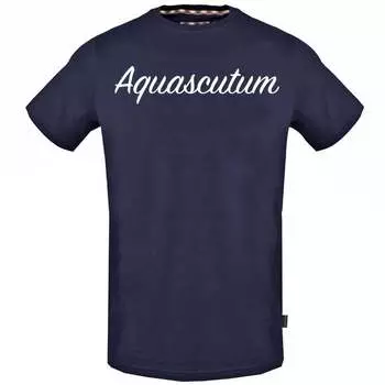 Темно-Синяя футболка с фирменным логотипом Aquascutum, синий