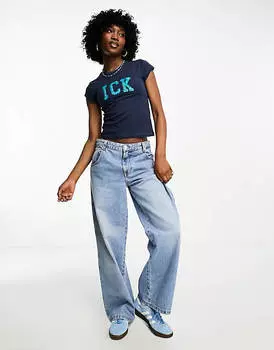 Темно-синяя футболка с изображением пайеток ASOS DESIGN