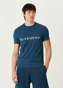 Темно-синяя футболка с логотипом Givenchy