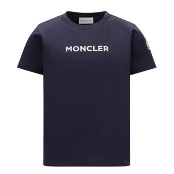 Темно-синяя футболка с логотипом Moncler, синий