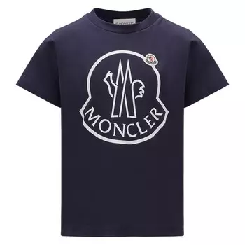 Темно-синяя футболка с логотипом Moncler, синий