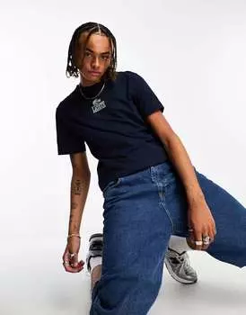 Темно-синяя футболка с логотипом на груди Lacoste