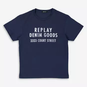 Темно-синяя футболка с логотипом Replay