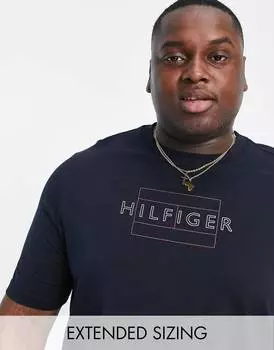 Темно-синяя футболка с логотипом Tommy Hilfiger Big &amp; Tall linear
