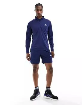 Темно-синяя футболка с полумолнией adidas Training Essentials adidas performance