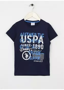 Темно-синяя футболка с принтом для мальчика ANDKIDS U.S. Polo Assn., темно-синий