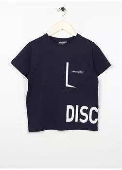 Темно-синяя футболка с принтом для мальчиков с круглым вырезом и низкими плечами ZEUS BOY Discovery Expedition, темно-синий